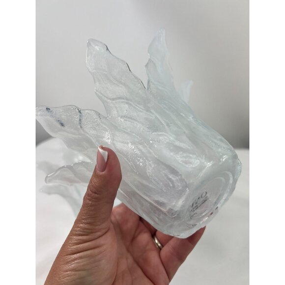 Murano Art Glass Pale Blue White Swirl Vase Candle Holder Made in Italy Lot of 2 - Picture 8 of 8